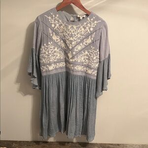 Umgee Light Blue Embroidered Dress